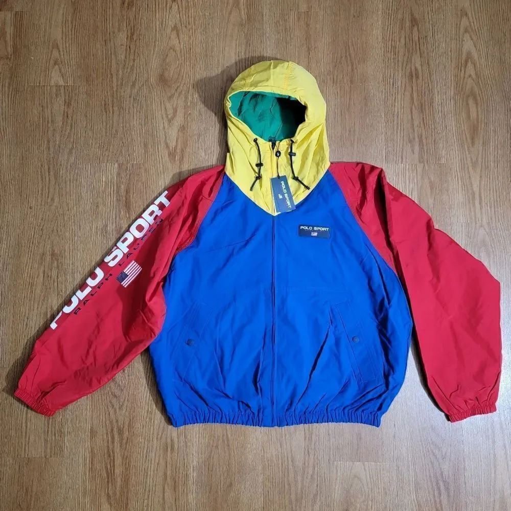 Polo Sport Ralph Lauren Color Block Windbreaker Jacket Men's Small S Blue Red US